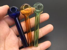 Mini quemador de aceite de vidrio Pyrex colorido de 7 cm, pipa para fumar, tubo de aceite de vidrio grueso y barato, tubo para clavos
