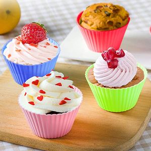 7 cm Silicona Suave Pastel Redondo Muffin Chocolate Cupcake Moldes Bandeja Hornear Cup Liner Moldes DH9400