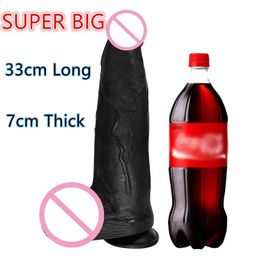 7CM Dikke Zwarte Giant Enorme Dildo Super Grote Lul Anale Butt Grote Dong Realistische Penis Vrouwelijke Masturbator Speeltjes voor Vrouwen 240130