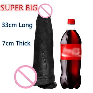 7 CM Grueso Negro Gigante Enorme Consolador Super Big Dick Anal Butt Dong Grande Pene Realista Masturbador Femenino Juguetes Sexuales Para Mujeres 240130