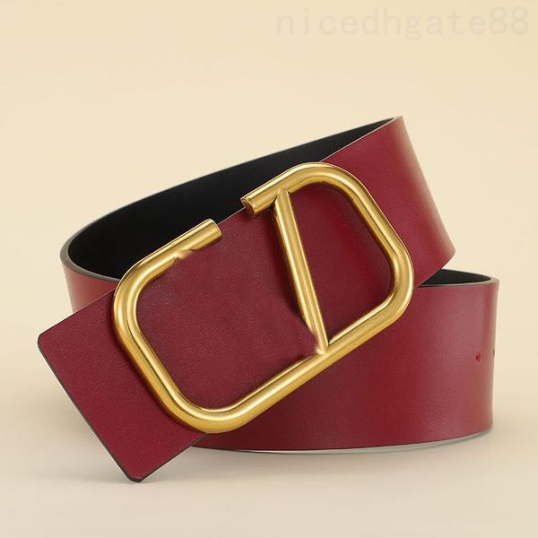 7cm femmes ceinture rouge marron V designer ceinture métal couleur or grande boucle rétro ceinture en cuir lisse durable hommes ceintures réversible classique ga08