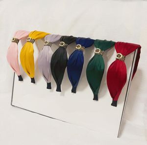 7 colores Diseñador de la marca de lujo Esponja simple Diadema multicolor para mujeres Sólido ancho Doble letra Aro para el cabello Deportes Headwrap Joyería para el cabello para mujeres