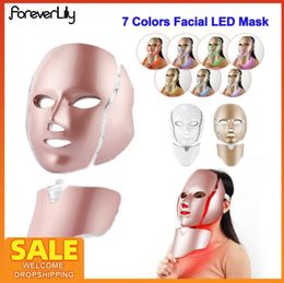 7colores Terapia LED Light Mask con cuello rejuvenecimiento Potherapy Beauty Anti acné Apreten la máquina 2202243993709
