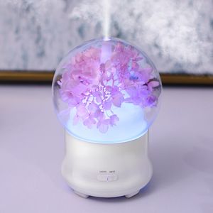 7 kleuren USB ultrasone luchtbevochtiger kleurrijke nacht licht etherische olie aroma diffusorlamp ronde bal vorm met innerlijke landschap RRA2827-8