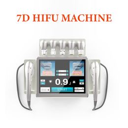 7D HIFU Machine Echografie Huidverzorging Anti Rimpel Gezicht Halslift Lichaam Afslanksalon Schoonheidsapparatuur 7 Cartridges Dubbele handgrepen