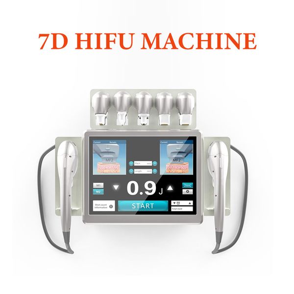 7D HIFU Machine à ultrasons soins de la peau Anti-rides visage cou lifting corps minceur Salon de beauté équipement 7 cartouches doubles poignées