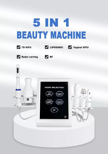 7D Hifu Équipement de beauté multifonctionnel 5 en 1 Microneedling RF Fractional VMax Serrage vaginal Rajeunissement de la peau Enlèvement des vergetures Machine anti-rides