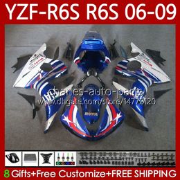 Motorfiets Bodys voor Yamaha YZF-R6S YZF-600 YZF R6S 600CC 2006-2009 Carrosserie 96NO.13 YZF R6 S 600 CC YZFR6S 06 07 08 09 YZF600 2006 2007 2008 2009 OEM Fairing Blue Glossy