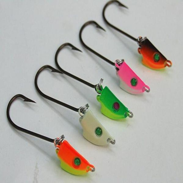 7g 105g 14g Pesca Jig Head Lead Head Hook Forma única Hacer cebo suave Flexible Swinging VMC Hook Cinco colores para sealakes fi6833043