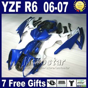 7Gifts 100% spuitgieten Fairing-kits voor Yamaha R6 2006 2007 Blue YZF R6 Valerijen Delen 06 07 OEM Factory FGRG