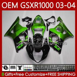 Injectie Groen Glanzend Mold Lichaam voor Suzuki GSX-R1000 GSXR 1000 cc GSXR-1000 K 3 2003-2004 Carrosserie 67NO.137 K3 1000CC GSXR1000 03 04 GSX R1000 2003 2004 OEM FACEERS KIT