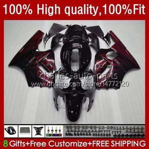 Carenados de inyección para KAWASAKI NINJA ZX1200 ZX 12R 1200CC 1200 CC ZX1200C ZX 12 R 02-06 3No.0 ZX12R 02 03 04 05 06 ZX-12R 2002 2003 2004 2005 2006 OEM Body Kit Red Flames