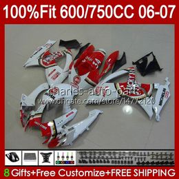 OEM Lucky Strike Body for Suzuki GSXR-600 GSXR750 K6 GSX-R750 06-07 Bodywork 130NO.33 GSXR 750CC 600CC 750 600 CC GSXR600 06 07 GSXR-750 2006 2007 Farden de molde de inyección