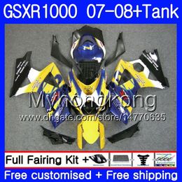 7Gifts + Réservoir Pour SUZUKI GSXR-1000 K7 GSX-R1000 GSXR 1000 07 08 301HM.26 GSXR1000 07 08 Carrosserie Jaune HOT GSX R1000 2007 2008 Carénages