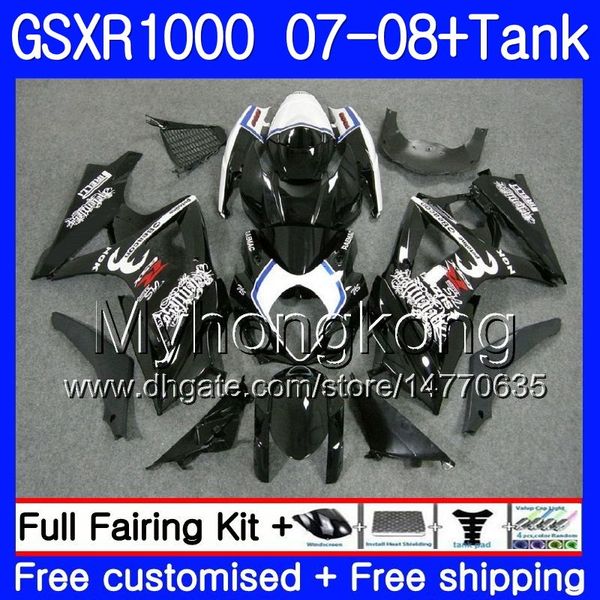 7 Cadeaux + Réservoir Pour SUZUKI GSXR-1000 K7 GSX-R1000 GSXR 1000 07 08 301HM.18 GSXR1000 07 08 Carrosserie GSX R1000 2007 2008 Carénages Noir cool chaud