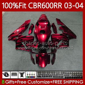 OEM-lichaam voor HONDA CBR 600RR 600F5 600CC 03-04 Carrosserie 71NO.132 Wijnrood CBR 600 RR F5 CC CBR600RR 03 04 CBR600F5 CBR-600 CBR600 RR 2003 2004 Injectie Mold Backings BLK