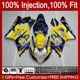 Body Injectievorm voor Suzuki GSXR-750 GSXR 750CC 600CC 750 600 CC 2004 2005 43NO.11 GSXR600 GSXR750 K4 04 05 GSXR-600 GSX-R750 2004-2005 OEM Fairing Kit Gele Voorraad