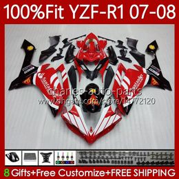 OEM Carrosserie 100% Fit voor Yamaha YZF-R1 YZF1000 YZF R 1 1000 CC 07-08 Moto Body 91NO.22 YZF R1 1000cc YZFR1 07 08 YZF-1000 2007 2008 Injectie Mold Fairing Kit Santander Red BLK