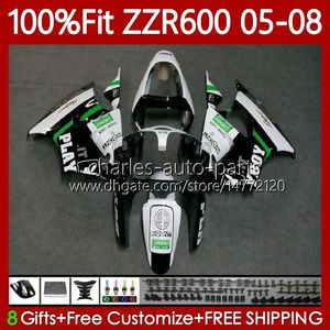 OEM Body Injection Mold voor Kawasaki Matte Black Stock Ninja ZZR600 05-08 ZZR-600 600 CC 05 06 07 08 Cowling 38HC.22 ZZR 600 600CC 2005 2006 2007 2008 100% Fit Fairing Kit