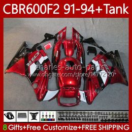 Carrosserie + tank voor HONDA CBR 600 F2 CC 91-94 Body 63NO.37 CBR 600FS 600F2 CBR600 FS CBR600F2 91 92 93 94 CBR600-F2 600CC CBR600FS 1991 1992 1993 1994 Verkrijgen van Wijn Red Blk