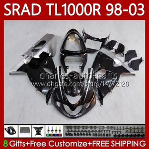 Bodywork OEM pour Suzuki Srad TL1000R Black brillant TL-1000 TL 1000 R 98-03 Body 118No.6 TL-1000R TL1000 R 98 99 00 01 02 03 TL 1000R 1998 1999 2000 2001 2002 2003 Kit de peering Kit de faise