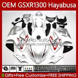 OEM Hayabusa voor Suzuki GSXR-1300 GSXR 1300 CC 1300CC 77NO.44 GSXR1300 08 2008 2009 2010 2011 2012 2013 GSX R1300 2014 2015 2016 2017 2018 2019 Fairing Kit Wit Glanzende Blk