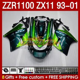 Body for Kawasaki Ninja ZX-11 R ZZR-1100 ZX-11R ZZR1100 ZX 11 R 11R ZX11 R 1993 1994 1995 2000 2000 2001 165NO.13 ZZR 1100 CC ZX11R 93 94 95 96 97 98 99 00 01 KIT NIEUWE GROEN