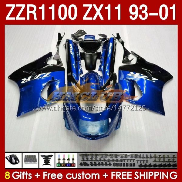 Corps pour KAWASAKI NINJA ZX-11 R ZZR-1100 ZX-11R ZZR1100 ZX 11 R 11R ZX11 R 1993 1994 1995 2000 2001 165No.98 ZZR 1100 CC ZX11R 93 94 95 96 97 98 99 00 01 Kit de carénage bleu actions