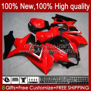 Carenados de motocicleta para SUZUKI GSX R1000 GSXR 1000 1000CC 2007-2008 48No.68 GSX-R1000 GSXR1000 K7 07 08 GSXR-1000 GSXR1000CC 2007 2008 Kit de carenado OEM fábrica rojo negro