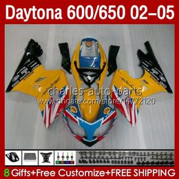 Carrosserie Kit voor Red Golden Daytona 600 650 cc Daytona650 02-05 Cowling 104HC.4 Daytona600 2002 2003 2004 2005 Bodys Daytona 600 02 03 04 05 Volledige kluizen