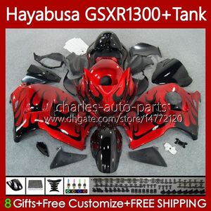 1300cc Hayabusa voor Suzuki GSX-R1300 GSXR-1300 GSXR 1300 CC 74NO.10 GSXR1300 1996 1997 1998 1999 2000 2001 GSX R1300 2002 2003 2004 2005 2006 2007 Kuiken Red Flames Blk