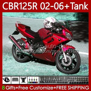 Lichaam + tankdeksel metallic rood voor HONDA CBR-125 CBR 125 R CC CBR 125R 125CC 02-06 Carrosserie 124NO.167 CBR125RR CBR125R 02 03 04 05 06 CBR-125R 2002 2003 2004 2005 2006 Kuip