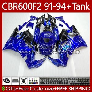 Corps + Réservoir Pour HONDA blue flames CBR 600F2 600 F2 CC 600FS 91 92 93 94 Carrosserie 63No.6 CBR600 FS CBR600F2 CBR600FS 1991 1992 1993 1994 CBR600-F2 600CC 91-94 Carénages Kit noir