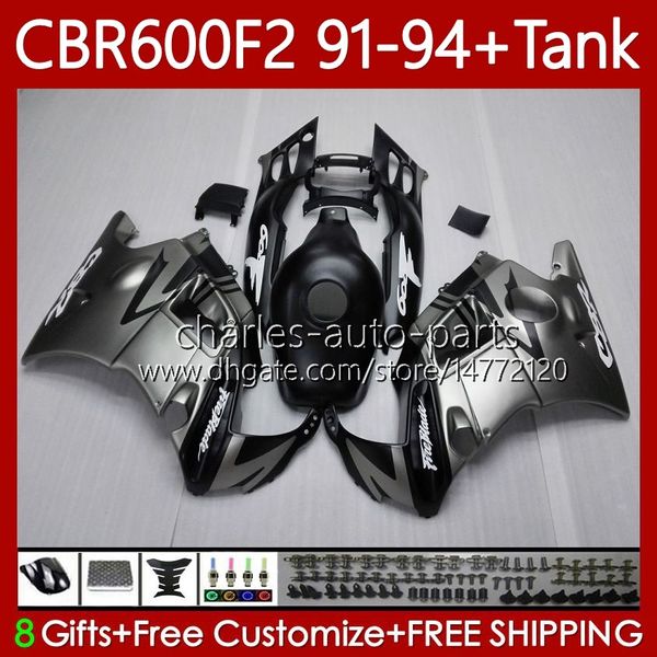 Body + Tank pour Honda CBR 600F2 600 F2 CC 600FS 91 92 93 93 94 Bodywork 63NO.11 CBR600 FS CBR600F2 CBR600FS 1991 1992 1993 1994 CRFR600-F2 600CC 91-94 Kit de carénage plat argenté