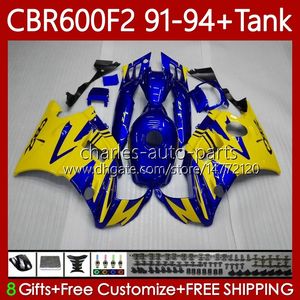 Corps + Réservoir Pour HONDA CBR 600F2 600 F2 CC 600FS 91 92 93 94 Carrosserie 63No.26 CBR600 FS CBR600F2 CBR600FS 1991 1992 1993 1994 CBR600-F2 600CC 91-94 Carénages Kit jaune bleu