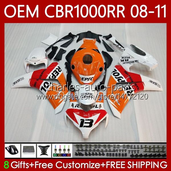 Moule d'injection pour Honda Body Repsol White CBR1000 CBR 1000 RR CC 08-11 Bodywork 60No.4 CBR 1000RR 1000CC CBR1000RR 08 09 10 11 CBR-1000 2008 2009 2010 2011 2011