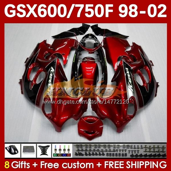 Cuerpo para Suzuki Katana GSX600F GSXF600 GSXF750 GSXF 600 750 CC 98 99 00 01 02 169NO.21 600CC 750CC GSX750F GSXF-600 GSXF-750 1998 1999 2000 2001 2002 Wine Red Blk