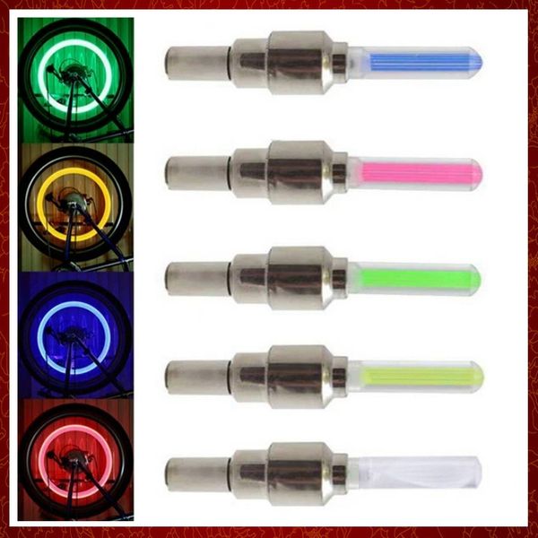 1USD LED Flash pneu lumière vélo roue bouchon de Valve lumières voiture vélos vélo moto moto roue pneu lampe mode lumière 9 couleurs bleu vert rouge jaune multicolore