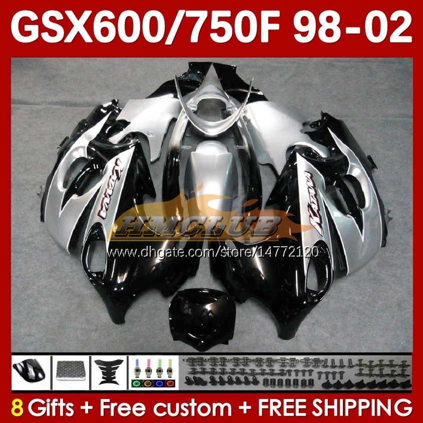 Cuerpo para Suzuki Katana GSX600F GSXF600 GSXF750 GSXF 600 750 CC 98 99 00 01 02 169NO.13 600CC 750CC GSX750F GSXF-600 GSXF-750 1998 1999 2000 2001 2002 Cautre Silvery Blk Silver