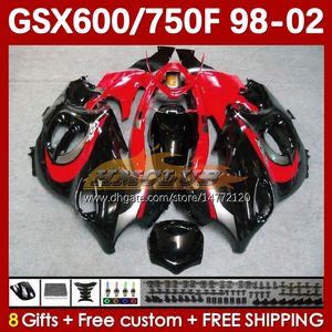 Body for Suzuki GSXF750 GSXF600 Katana GSXF 600 750 CC 600cc 750cc 1998 1999 2000 2000 2002 169NO.38 GSX750F GSXF-600 GSXF-750 GSX600F 98 99 00 01 02 Fairing Red Black Black