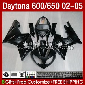 Carrosserie OEM pour Daytona 650 600 CC 600CC 650CC 02 03 04 05 Bodys 132No.8 Daytona650 Daytona-600 2002-2005 Daytona600 2002 2003 2004 2005 Kit de carénages noir mat complet