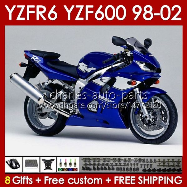 Corps bleu stock Cadre Pour YAMAHA YZF-600 YZF R6 R 6 600CC YZFR6 1998 1999 00 01 02 Carrosserie 145No.64 YZF 600 CC Capot YZF-R6 98-02 YZF600 98 99 2000 2001 2002 Kit de carénage