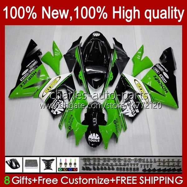 Kit de carrosserie OEM pour KAWASAKI NINJA ZX1000C ZX 10 R 1000 CC ZX1000 04-05 Carrosserie 9No.18 ZX 10R 1000CC ZX10R 04 05 ZX-10R ZX1000CC 2004 2005 Carénage de moto stock vert