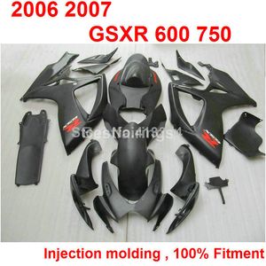 7gifts Kit de carénage de moulage par injection pour SUZUKI GSXR600 GSXR750 2006 2007 noir GSXR 600 750 06 07 AQ24