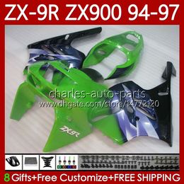 Carrosserie Kit voor Kawasaki Ninja ZX-9R ZX900 ZX 9R 9 R 900 CC 1994-1997 Bodys 100NO.41 ZX9 R 900CC ZX-900 ZX9R 94 95 96 97 ZX900C 1994 1995 1996 1997 OEM Fairing Green Glossy