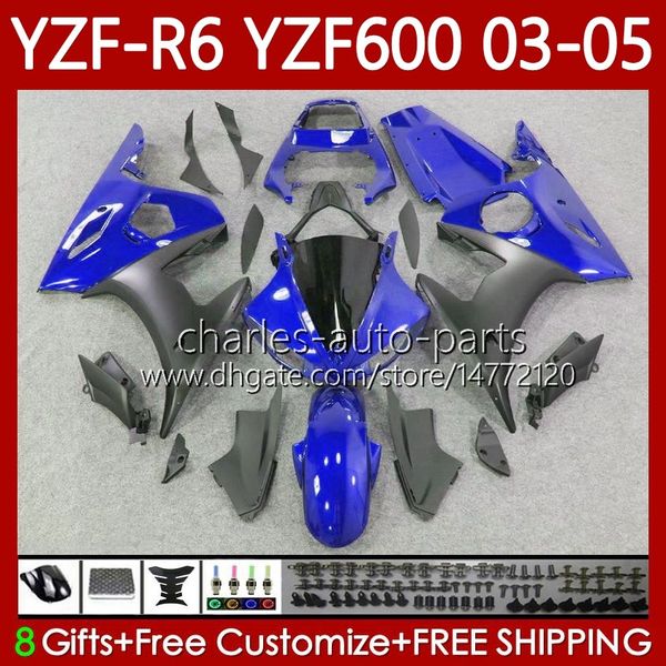 Carénages OEM pour Yamaha YZF-R6 YZF R 6 600 CC YZF600 YZFR6 03 04 05 Corps 95No.39 YZF R6 600CC 2003 2004 2005 Cowling YZF-600 03-05 Kit de carrosserie de moto bleu usine blk