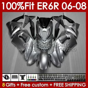 OEM BODYS KIT VOOR KAWASAKI Glossy Silvery Ninja 650R ER6 650 R ER 6 F 06-08 Bodywerk 139NO.8 650-R ER 6F 650R-ER6F ER-6F 2006 2007 2008 ER6F 06 07 08 Inspection Mold beurzen