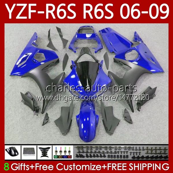 Carrosseries de moto bleu usine pour YAMAHA YZF-R6S YZF-600 YZF R6S 600CC 2006-2009 Carrosserie 96No.39 YZF R6 S 600 CC YZFR6S 06 07 08 09 YZF600 2006 2007 2008 2009 Carénage OEM