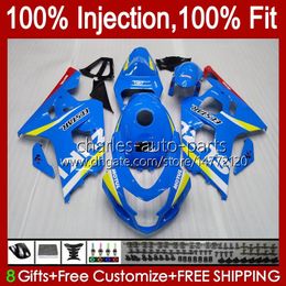 Body Injectievorm voor Suzuki GSXR-750 GSXR 750CC 600CC 750 600 CC 2004 2005 43NO.91 GSXR600 GSXR750 K4 04 05 GSXR-600 GSX-R750 2004-2005 OEM Fairing Kit Blue Factory