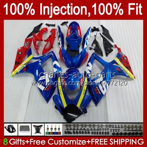 Body Kit voor Suzuki K6 GSXR 750 600 CC 750CC 600CC 06-07 Verkrijgen 47NO.177 GSX-R750 GSXR-600 GSXR750 06 07 GSXR-750 GSXR600 2006 2007 Motorfiets OEM Carrosserie Blauw Rode Voorraad